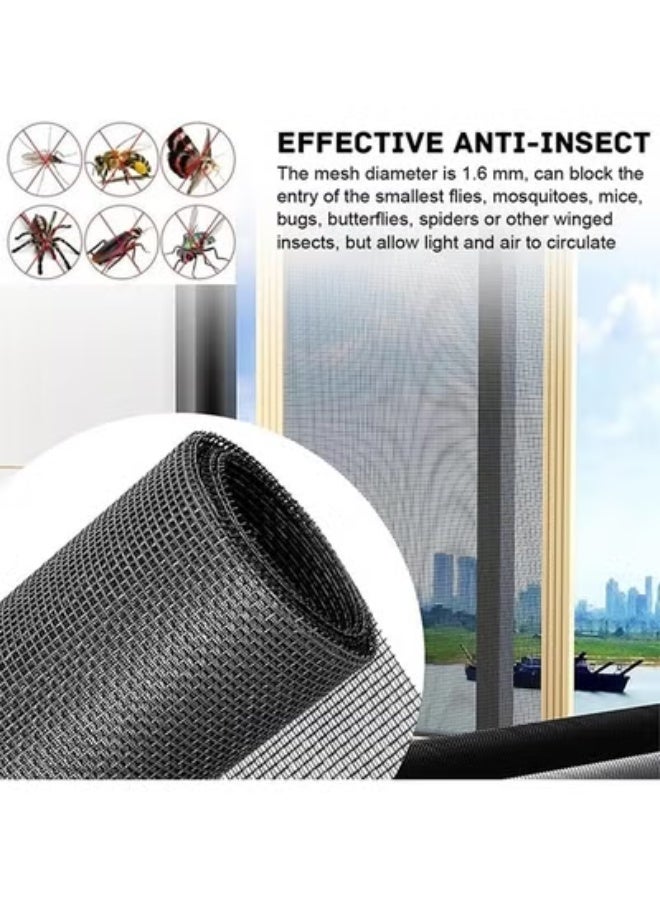 fantasize Window Screen Mesh, 120 x 250cm Grey Fiberglass Screen Insect Mesh, Adjustable Fiberglass Screen Repair Kit - Image 4