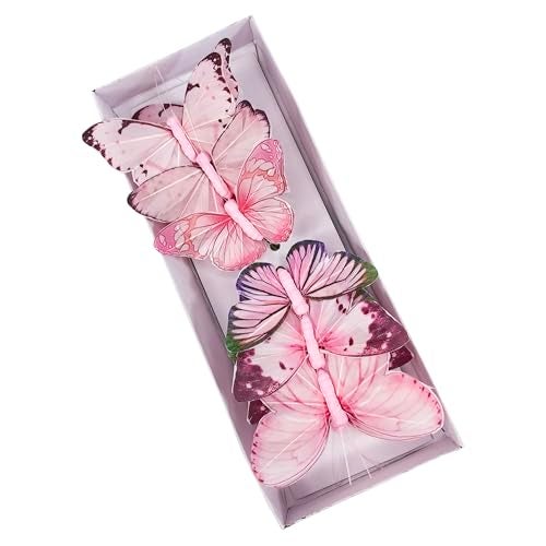 Cartanfill- Artificial Feather Simulation Butterfly Party Decoration Set, a Set of 12 Pieces with Clips, Used for Home Decoration in 12 Colors.… (C Wire) - Image 4