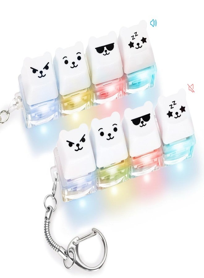 FunisFun 2 PCS Keyboard Fidget Toy Silent & Clicky Keyboard Keychain with LED Lights Detachable Bear Shape Clicker Fidget Toy for Adults Anxiety & Stress Relief (White, 4in1-2Pack) - Image 1