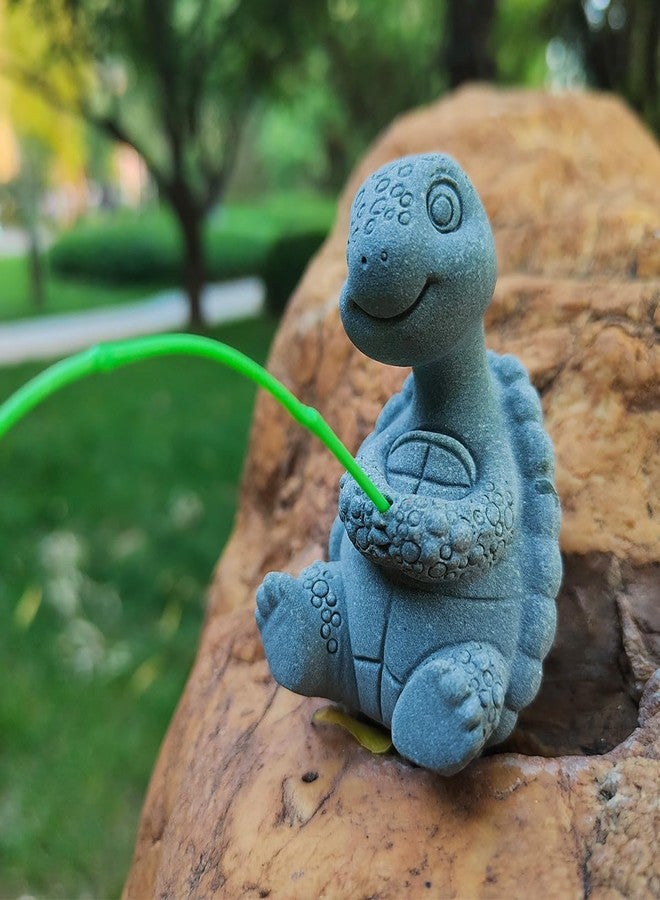 livelyfish Aquarium Fishing Turtle Statue Sandstone Little Fishing Figurines for Fairy Garden Aquarium Pond Bonsai Fish Tank Accessories Decor (F) - Image 5