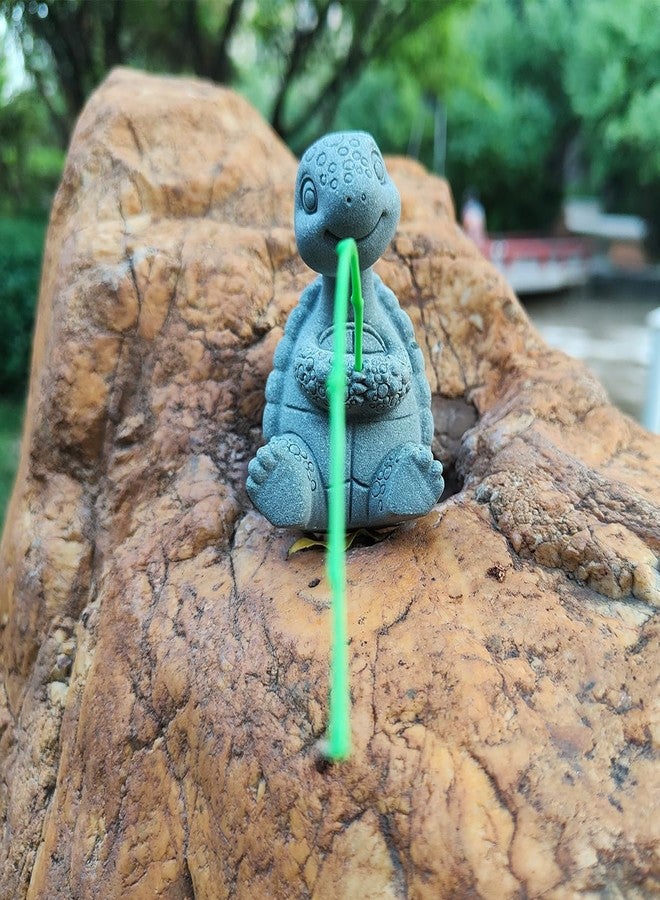 livelyfish Aquarium Fishing Turtle Statue Sandstone Little Fishing Figurines for Fairy Garden Aquarium Pond Bonsai Fish Tank Accessories Decor (F) - Image 2