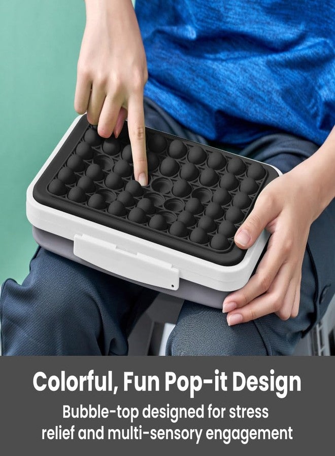 LockerMate by Bostitch Pencil Case, Flexi Storage Box with Pop-It Fidget Top Lid, Sensory Popper, for School Supplies, Pencils, Pens, Markers, Collapsible, Black/White - Image 5