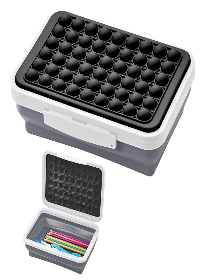 LockerMate by Bostitch Pencil Case, Flexi Storage Box with Pop-It Fidget Top Lid, Sensory Popper, for School Supplies, Pencils, Pens, Markers, Collapsible, Black/White - Image 1