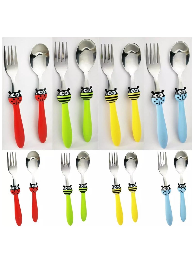 BrainGiggles BrainGiggles Kids Cutlery Set, Lightweight Stainless Steel Spoon and Fork Flatware for Children with Rounded Edges, BPA-free Fun Animal Handles with Non-Slip Grip, Toddler Children Tableware (Red) - Image 3