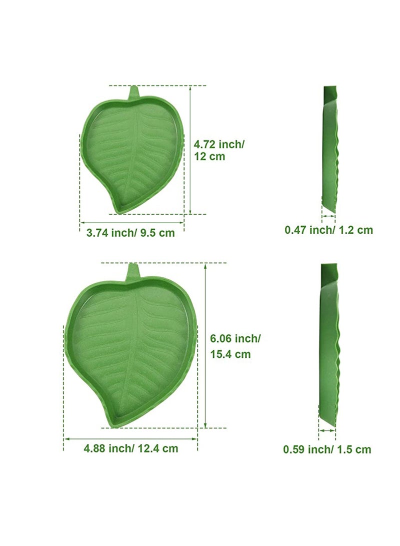 SYOSI Leaf Reptile Food Water Bowl, Dish Flat Drinking Bowl Water Plate, Eating Aquarium Ornament Supplies, for Tortoise Corn Snake Crawl Pet Drinking Eating, Feeding Small Reptiles, Tortoises, Lizards - Image 4