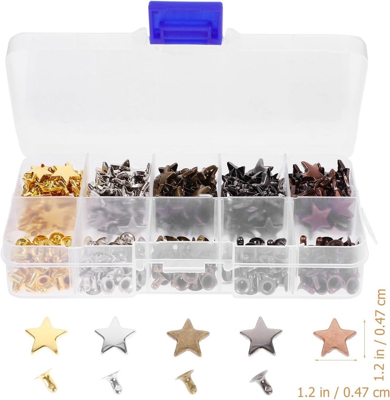 GETAJGHSD 200 Sets Metal Star Rivets Punk Studs for Leathercraft DIY Clothing Shoes Bags Accessories - Image 2