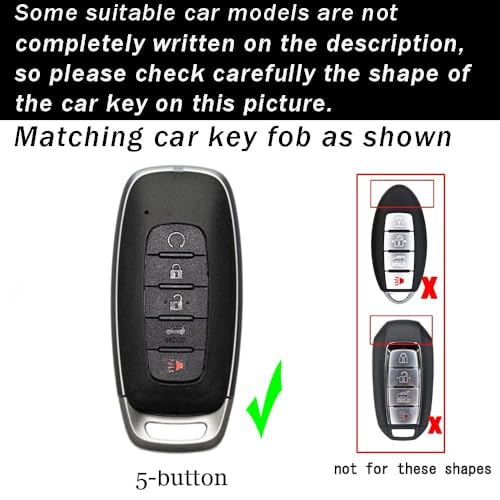 ontto 5button Key Cover Fit for Nissan 2023 2024 Key Fob Metal and Leather Key Protector Key Fob Housing for Rogue Pathfinder Xtrail Versa Kicks Ariya Qashqai Teana White - Image 3