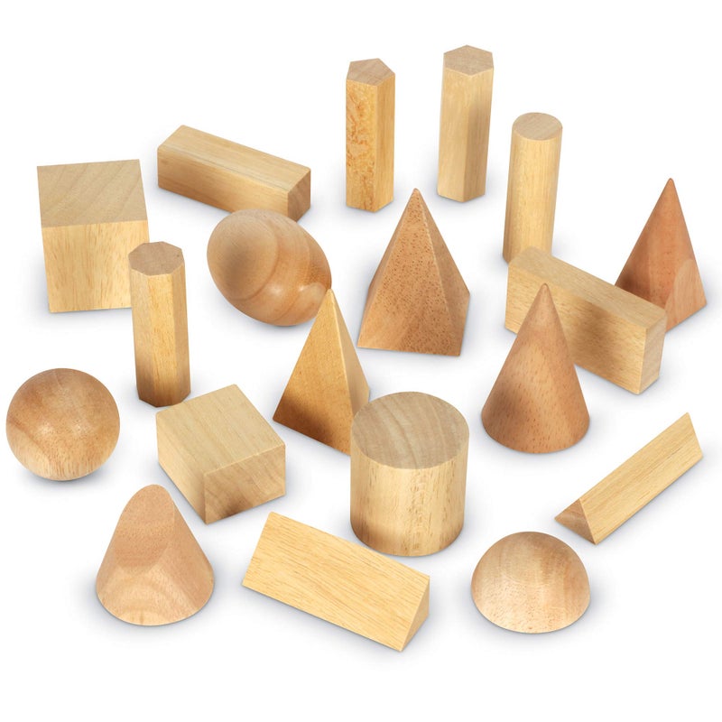 Learning Resources LER4298 Wood Geometric Solids, Set Of 19 - Image 1