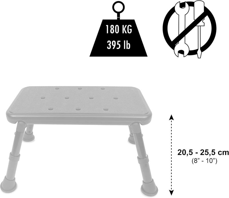 PEPE Mobility – Step Bath 25.5 cm (Maximum Weight 180 kg), Step Stool, Caravan Kitchen, Step Bath, Sturdy Bathroom Step, Non-Slip Step Stool for Bath, Black - Image 2