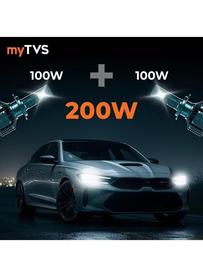 ماي تي في اس مصابيح أمامية LED للسيارة من myTVS بقوة 200 واط | طقم تحويل LED فائق السطوع 6000 كلفن بقوة 20000 لومن | مصابيح أمامية عالية الطاقة ومقاومة للماء | سهلة التركيب، تدوم طويلاً LED9-H4/H19 - Image 3