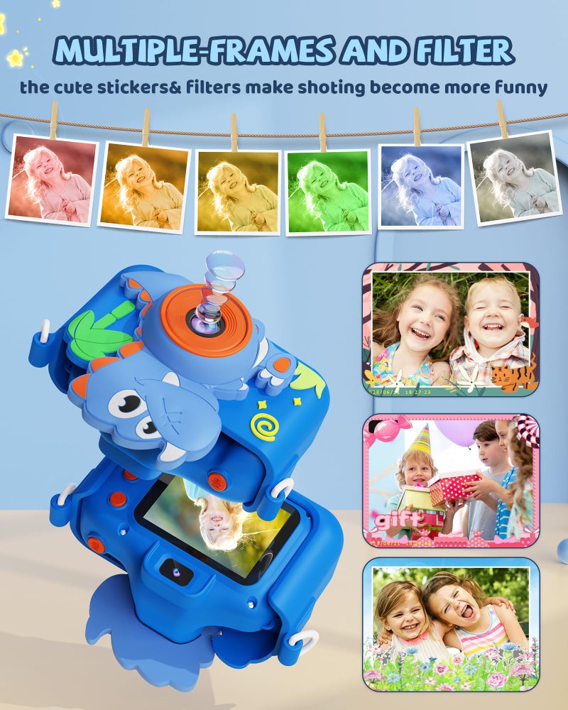 Kikapabi Kids Camera Dinosaur Toys for Boys, Christmas Birthday Gifts Toys for Boys Age 3-8, Toddler Camera Toys with Silicon Cute Cover, Digital Camera for Kids Age 3 4 5 6 7 8 - Image 5