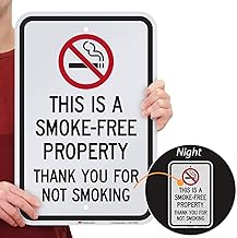 SmartSign SmartSign "This Is A Smoke-Free Property, Thank You For Not Smoking" Sign | 12" x 18" 3M Engineer Grade Reflective - Image 1
