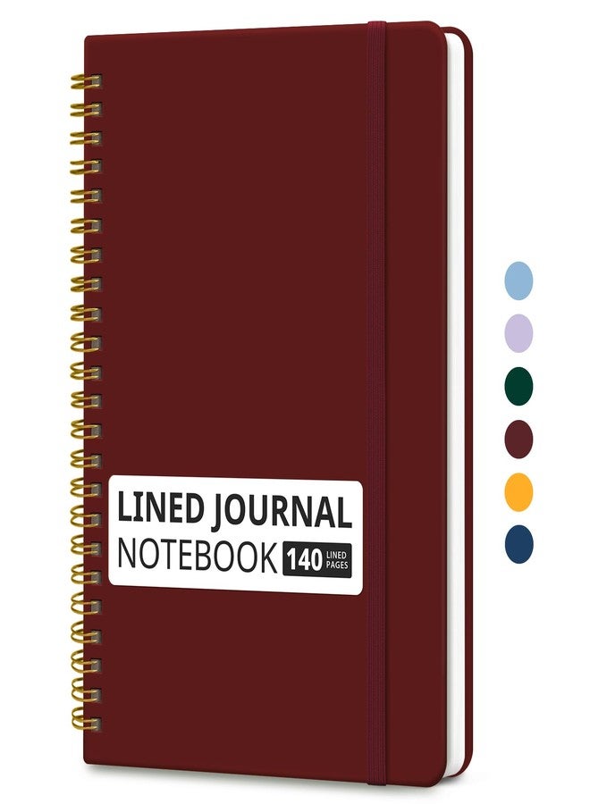 Taja Lined Spiral Journal Notebook for Women & Men, 140 Pages, College Ruled Hardcover Notebook for Work & Note Taking, Journals for Writing, A5(6"x8") - Burgundy - Image 1