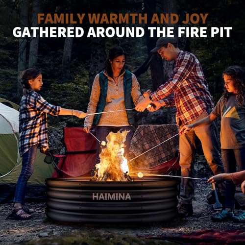 HAIMINA 36 Inch Fire Pit Ring, Large Fire Pit Ring for Outside Wood Burning, Fire Pits Rings with High-Temperature Coating for Backyard, Bonfire, Camping, Beach (3x3 FT) - Image 5