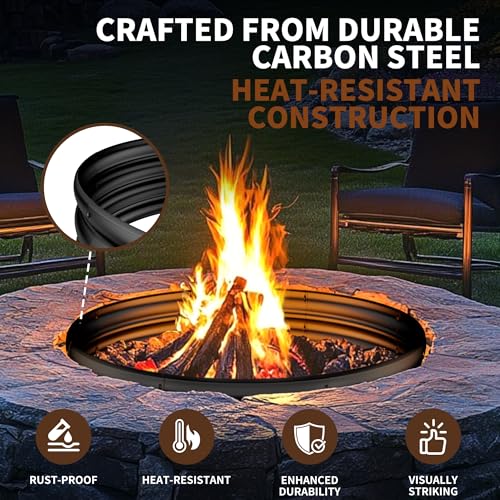 HAIMINA 36 Inch Fire Pit Ring, Large Fire Pit Ring for Outside Wood Burning, Fire Pits Rings with High-Temperature Coating for Backyard, Bonfire, Camping, Beach (3x3 FT) - Image 3