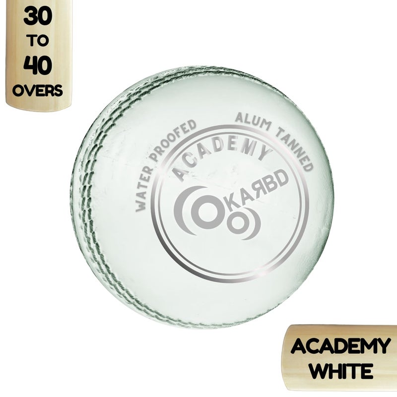 KARBD Cricket Ball Leather 4 Piece Professional Hand Stitching Seam Waterproof Coating Hard Season Ball for Practice and Tournament Club Matches (30 to 40 Overs, Academy White) - Image 2