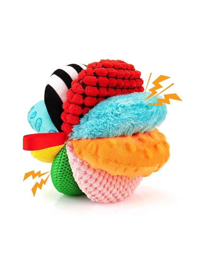 teytoy 8-in-1 Sensory Balls for Infant Toddlers,Rainbow Fabric Baby Toy for Sensory Development,Montessori Toys for Babies 6-12 Months,8 Different Sensory Tactile Textures with Crinkle Rattle Squeakers - Image 4