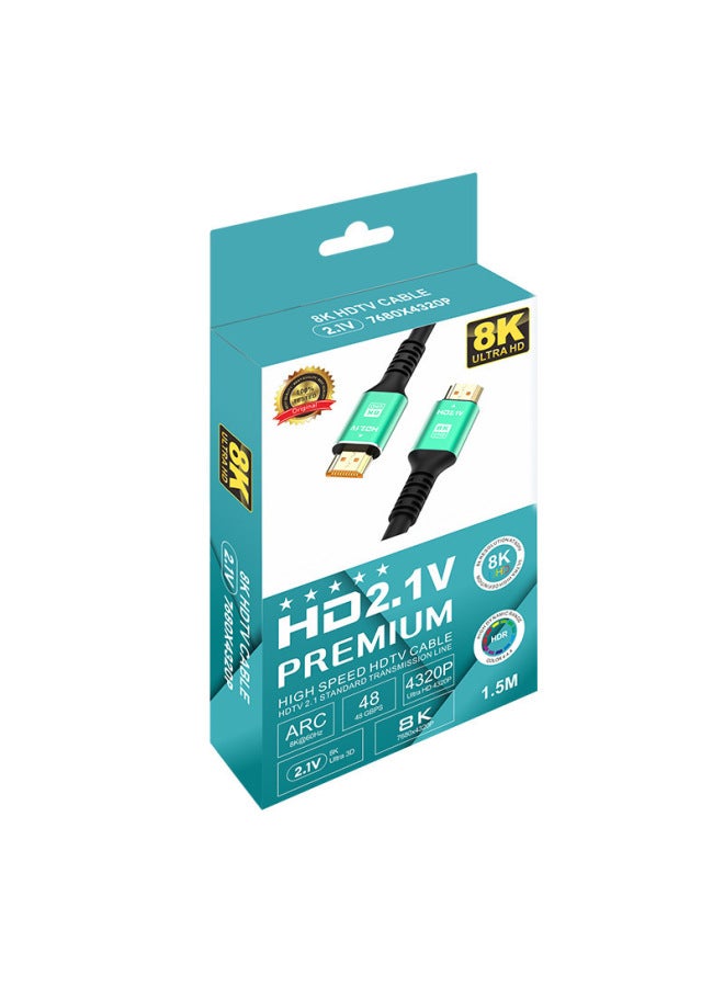 Hdmi8k Hd Line Cable 2.1 Monitor Screen TV Computer Projector Set-top Box Cable Wholesale-Color:Hdmi2.1  E-sports Games Aluminum Alloy Version Green Shell -Line Length:1m - Image 1
