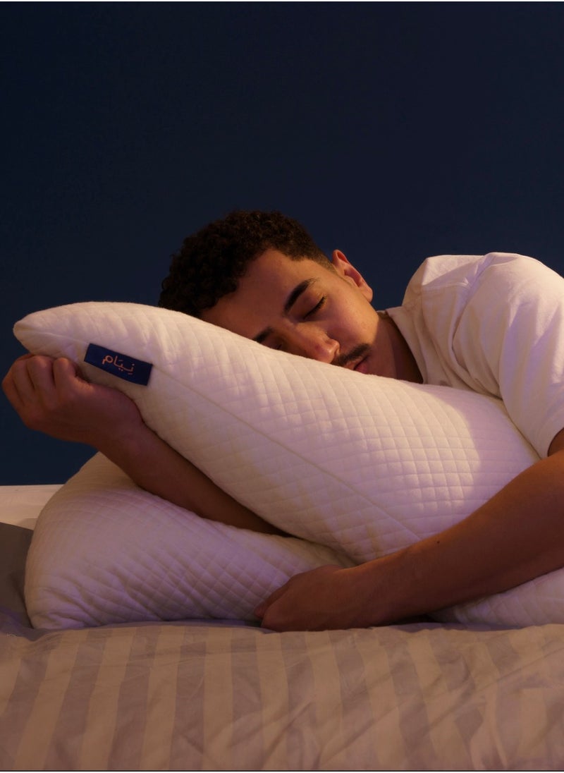 Neyam Neyam 2- Piece Pillow Set with Extra Filling Foam  and Washable Pillowcase , 43x40x21 cm  - Image 4