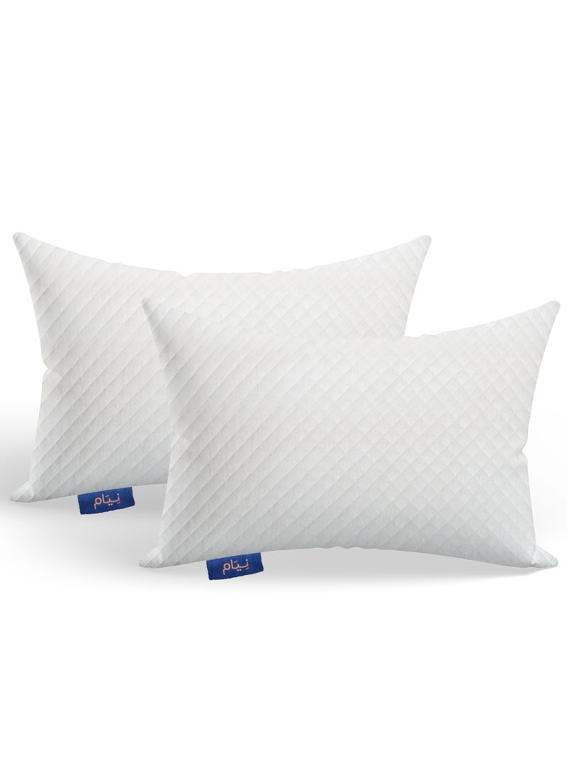 Neyam Neyam 2- Piece Pillow Set with Extra Filling Foam  and Washable Pillowcase , 43x40x21 cm  - Image 1