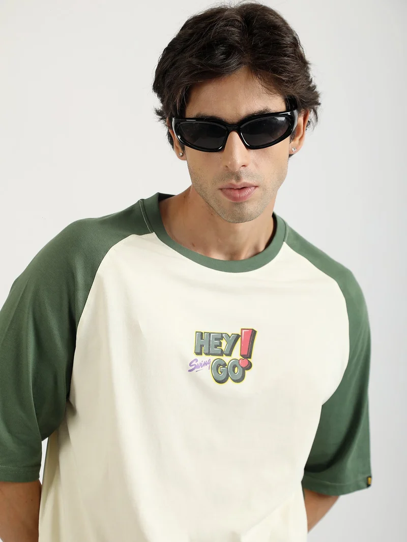 مانياك Maniac Mens Textured Polo Neck Half Sleeve Biscuit Cotton T-Shirt