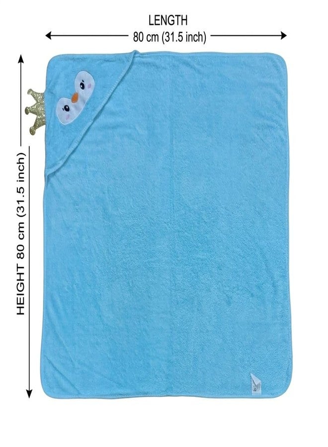 Butterthief Hooded Baby Wrapper Cum Baby Bath Towel – Super Soft Fur Newborn Baby Blanket, Infant Swaddle Wrap & Kids Hooded Towel for Baby Boys & Girls (0–3 Years) | Blue Penguin Design - Image 3