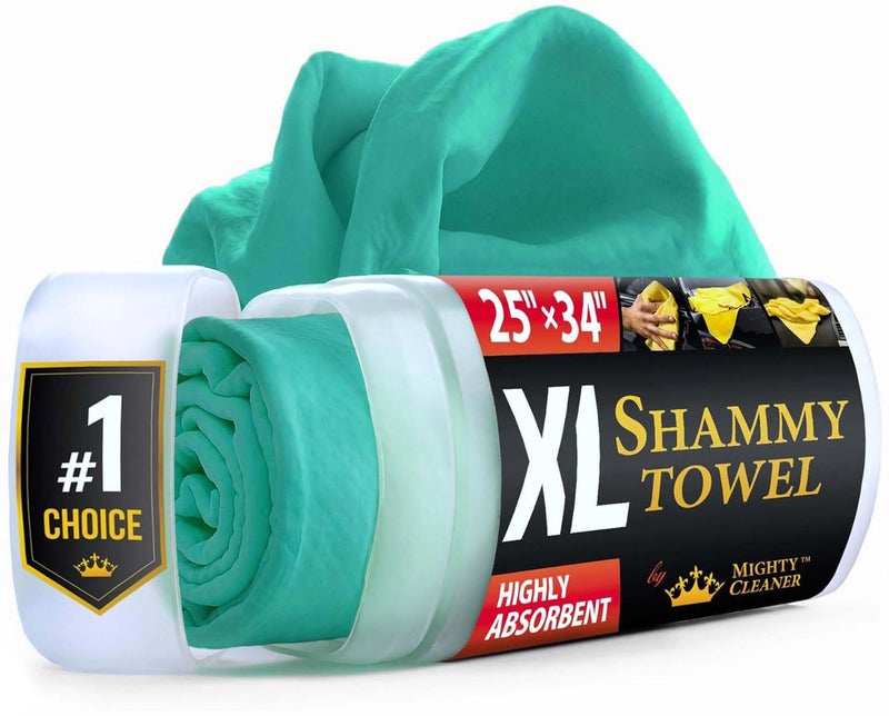 Mighty Cleaner Premium XL Shammy Towel for Car 34x25 Super Absorbent Chamois Cloth Spots ScratchFree Reusable Car Drying Towel - Image 3