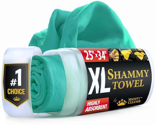 Mighty Cleaner Premium XL Shammy Towel for Car 34x25 Super Absorbent Chamois Cloth Spots ScratchFree Reusable Car Drying Towel - Image 1