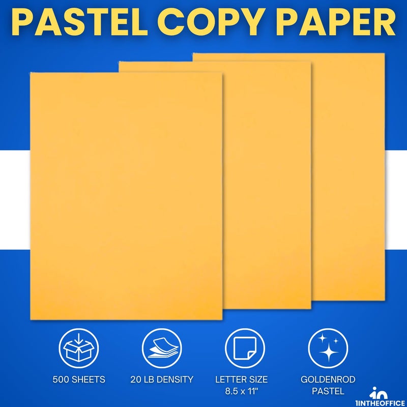 1InTheOffice Colored Copy Paper 8.5x11, Yellow Colored Copy Paper, Printer Paper, 20lb Density, Letter Size, 500 Sheets - Image 2