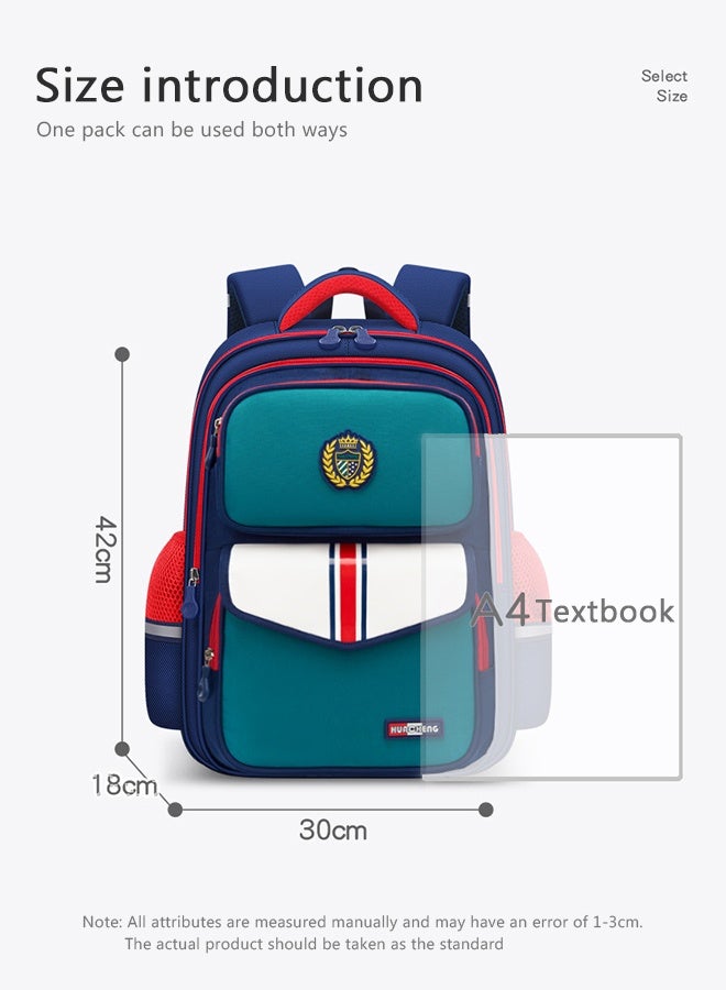 حقيبة الظهر المتدحرجة للأطفال اللون الصلب عربة الكتب أكياس المدرسة الابتدائية طلاب المدرسة - Image 3