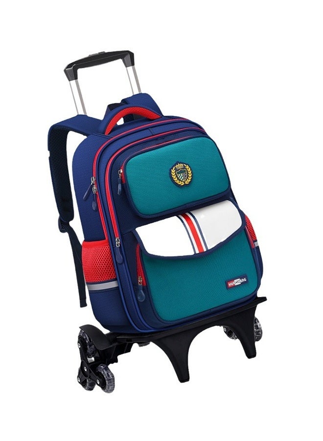 حقيبة الظهر المتدحرجة للأطفال اللون الصلب عربة الكتب أكياس المدرسة الابتدائية طلاب المدرسة - Image 1