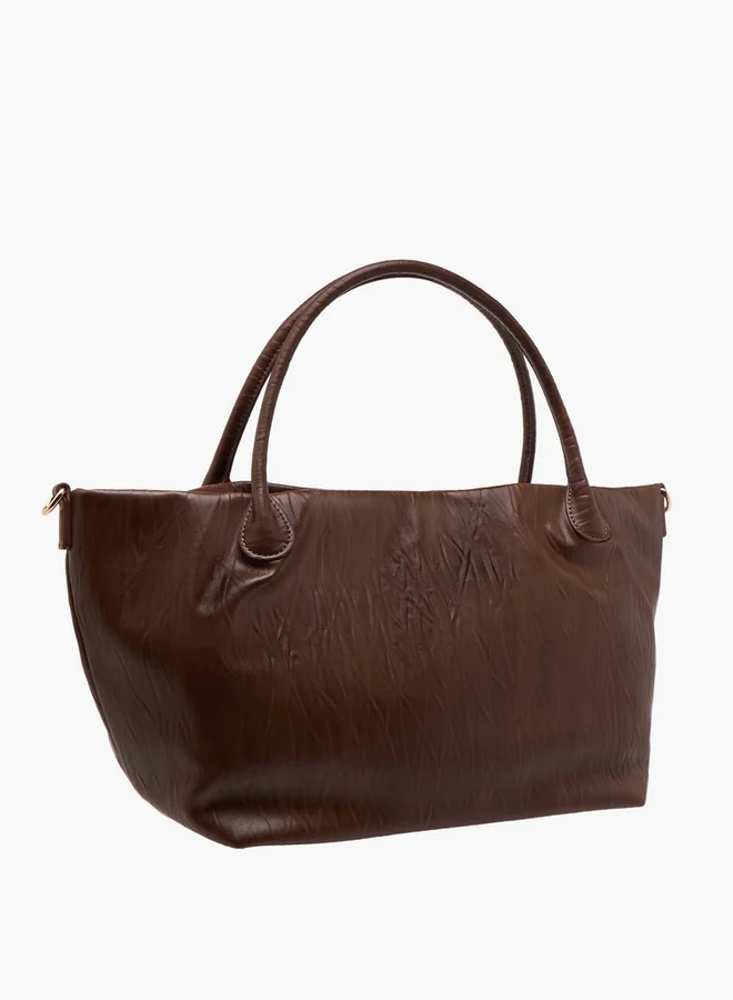 Flora Bella By Shoexpress Textured Tote Bag with Double Handle and Detachable Shoulder Strap