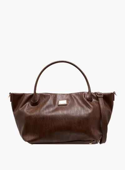 Flora Bella By Shoexpress Textured Tote Bag with Double Handle and Detachable Shoulder Strap