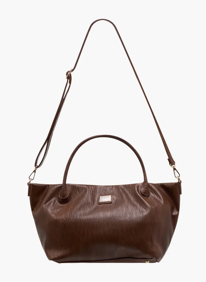 Flora Bella By Shoexpress Textured Tote Bag with Double Handle and Detachable Shoulder Strap