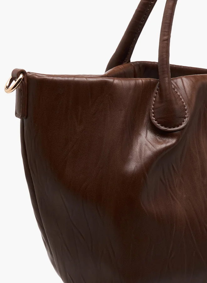 Flora Bella By Shoexpress Textured Tote Bag with Double Handle and Detachable Shoulder Strap