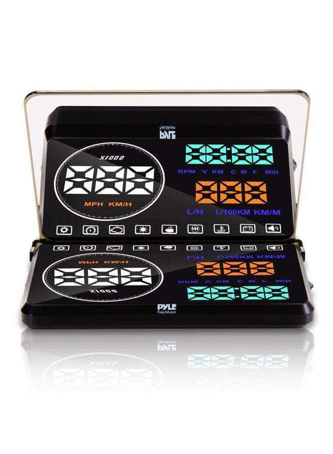 Pyle Universal 5.5'' Car HUD Head-Up Display Windshield Screen Projector Vehicle Speed & Diagnostic Monitor System Plug & Play OBD2/EUOBD Water Temp, Voltage, Fuel Indications & More (PHUD18OBD) - Image 1