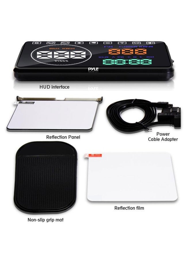 Pyle Universal 5.5'' Car HUD Head-Up Display Windshield Screen Projector Vehicle Speed & Diagnostic Monitor System Plug & Play OBD2/EUOBD Water Temp, Voltage, Fuel Indications & More (PHUD18OBD) - Image 2