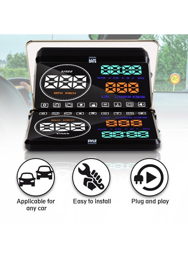 Pyle Universal 5.5'' Car HUD Head-Up Display Windshield Screen Projector Vehicle Speed & Diagnostic Monitor System Plug & Play OBD2/EUOBD Water Temp, Voltage, Fuel Indications & More (PHUD18OBD) - Image 4