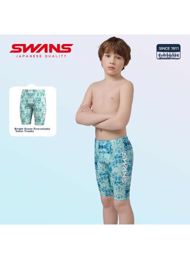 Speed Vision Swans Swimming Trunks For Boys, Professional Knee-length Training Swim Shorts, Sun Protection, Quick-drying, For Older Children, Swimming 273, Glossy Green, Size 140 - Image 5
