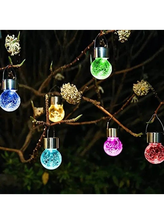 Solar Hanging Lanterns, Color Changing Cracked Glass Outdoor Lights, 4 Pcs - Image 2