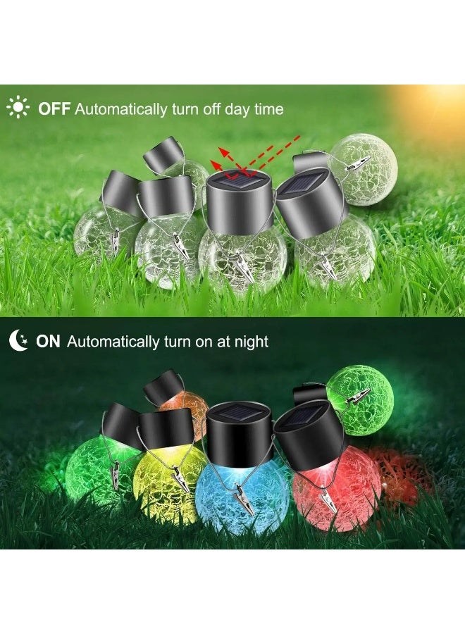 Solar Hanging Lanterns, Color Changing Cracked Glass Outdoor Lights, 4 Pcs - Image 5