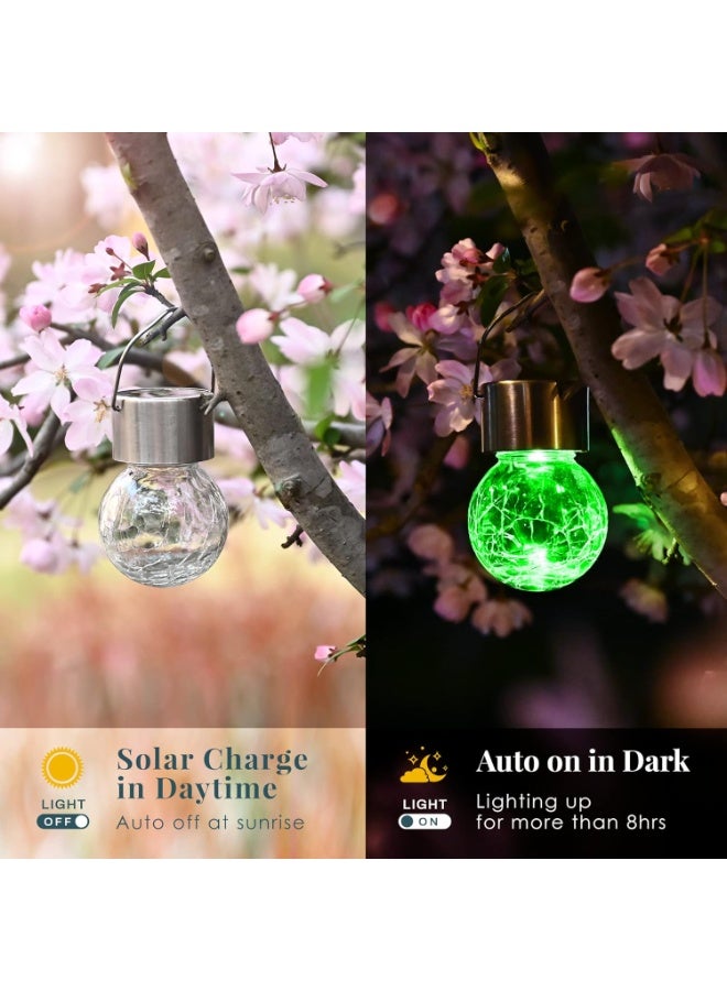 Solar Hanging Lanterns, Color Changing Cracked Glass Outdoor Lights, 4 Pcs - Image 4