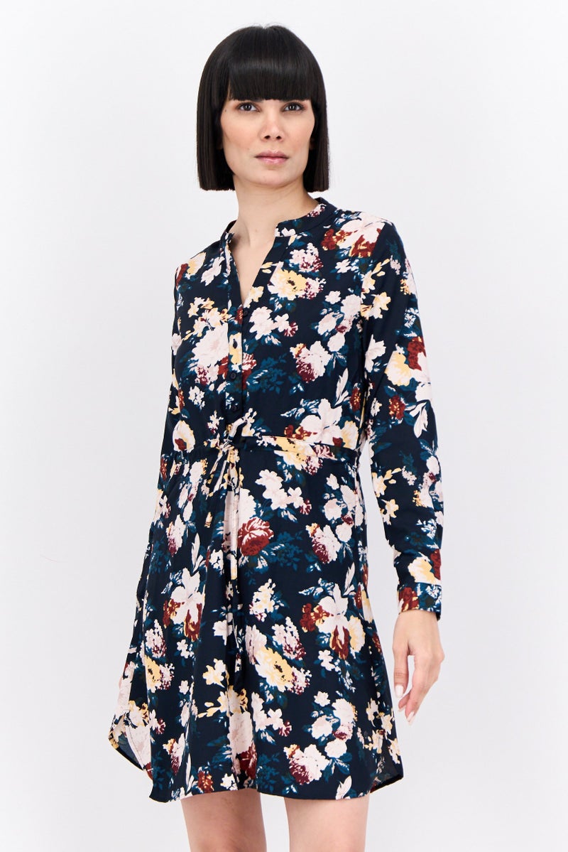 ONLY فستان ميني مزخرف بالورود للنساء، مجموعة سوداء - Image 1