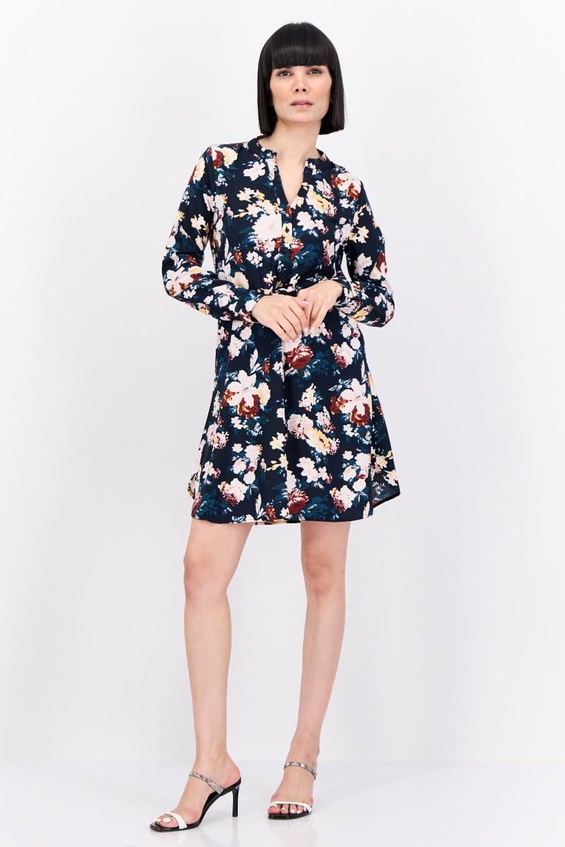 ONLY فستان ميني مزخرف بالورود للنساء، مجموعة سوداء - Image 4