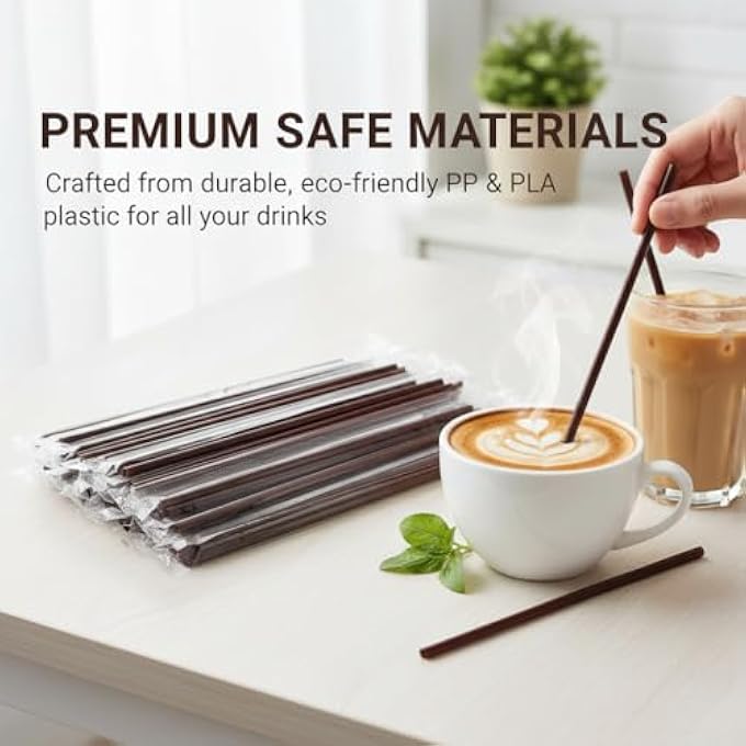 ريحني مقطعات القهوة 100 قطعة من أعواد المشروبات البلاستيكية القابلة للاستخدام مرة واحدة لكوكتيلات القهوة، مستلزمات الحفلات الساخنة الباردة، تصميم 3Hole مغلف بشكل فردي للاستخدام في المقاهي والبار - Image 3