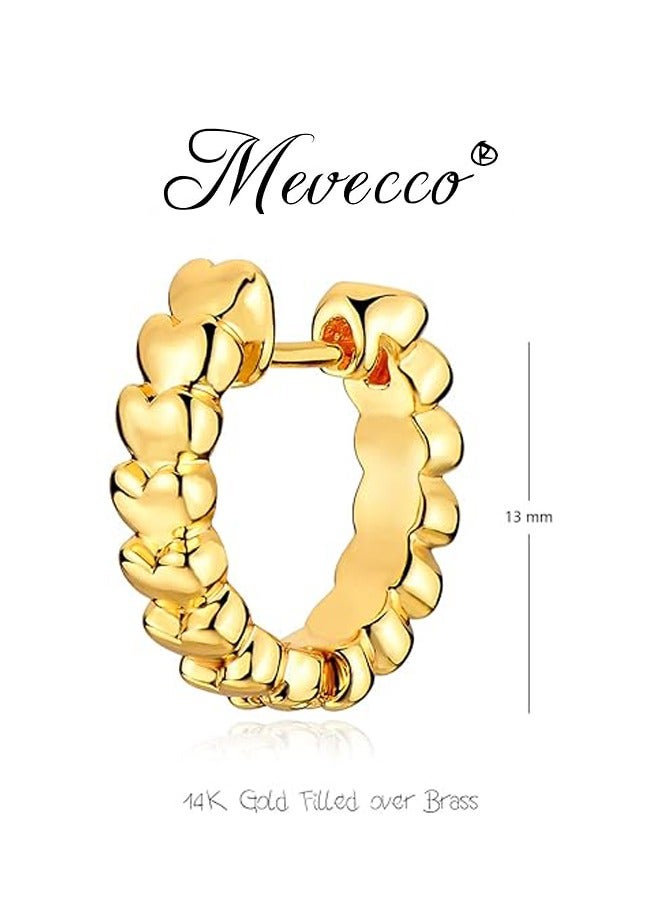 Mevecco Women Huggie Hoop Earrings Gold Ear Stud Cuff 14K Gold Filled Small Boho Beach Simple Delicate Handmade Hypoallergenic Jewelry Gift - Image 2