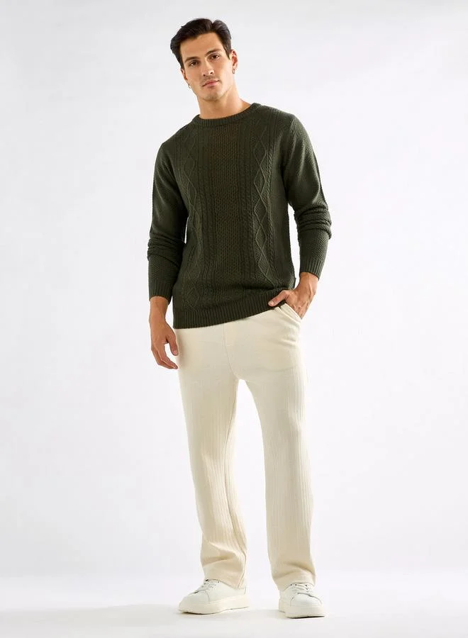 Splash FAV Textured Sweatshirt with Long Sleeves and Crew Neck