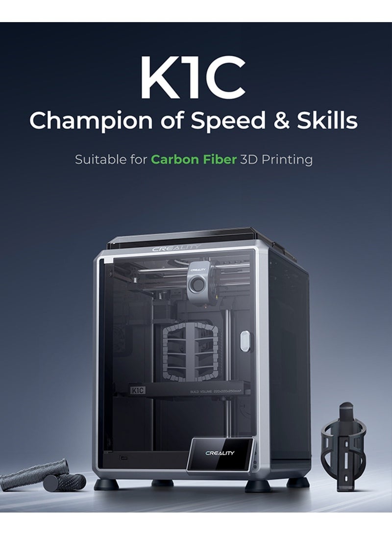 Creality 3D Creality K1C 2025 3D Printer, Enclosed 600mm/s High-Speed Printer for Safer, Low-Odor Printing, AI Camera, Auto Leveling, Clog-Free Direct Extruder, High-Temp Printing, Compatible with Various Filaments, 22×22×25cm Build Volume - Image 2