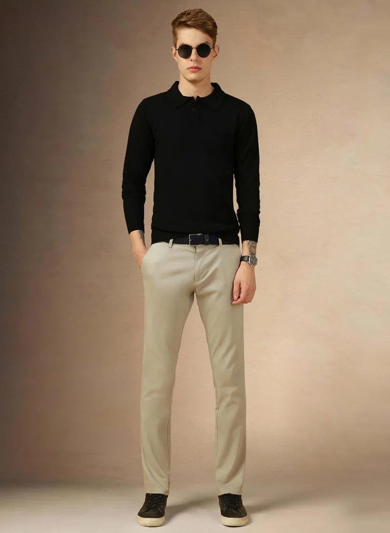 Dennis Lingo Men's Black 100% Acrylic Solid Regular Fit Sweater
