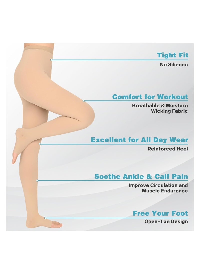 Captaintech 20-30 mmHg Women's Open Toe Compression Pantyhose, Waist High Opaque Tights for Edema, Varicose Veins, Swelling Relief - Ideal for Pregnant Women, Teachers, and Doctors (XL)  - Image 4
